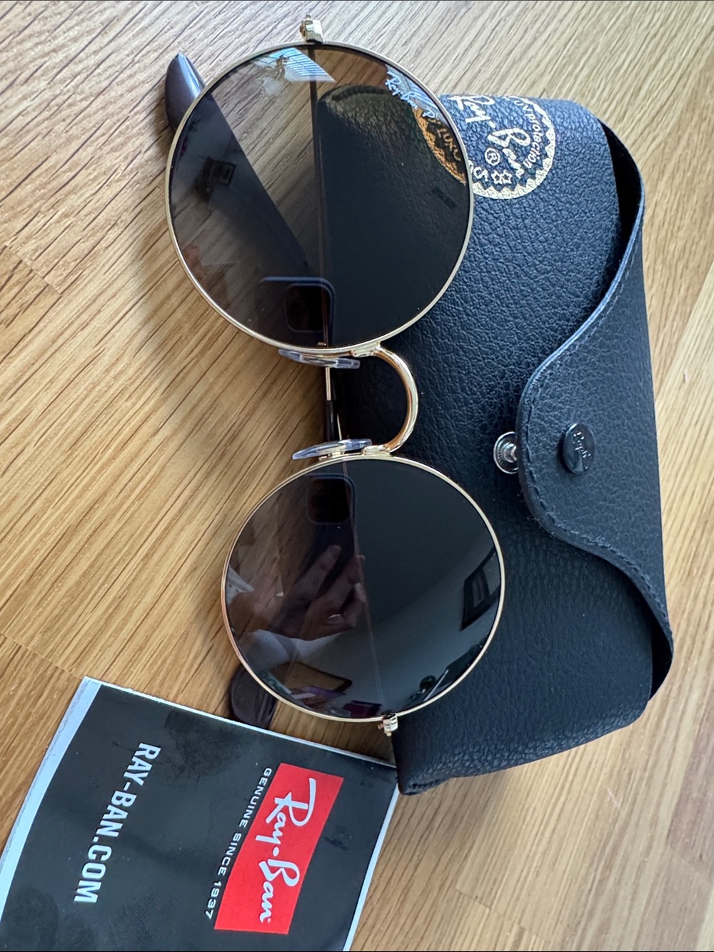 Ray-Ban Gold Frame Sunglasses with Brown/Dark Lenses